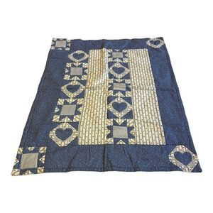 Table Topper Quilted Star Hearts Country Cottage Core Wall Hanging VTG 22x27.25